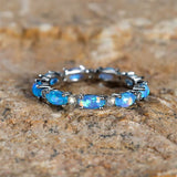 Silver Rose Gold Black Promise Engagement Wedding Opal CZ Zirconia Band Ring R70