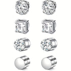 4 Pair Men Women Stainless Steel Magnetic Stud Earrings Non-Piercing Clip on E40