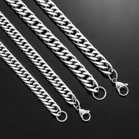 16-36" Stainless Steel Silver Cuban Chain Men Womens Necklace 3/5/7/9/11mm Lobster Clasp