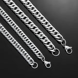 16-36" Stainless Steel Silver Cuban Chain Men Womens Necklace 3/5/7/9/11mm Lobster Clasp