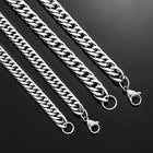 6”-11” Stainless Steel Cuban Chain Bracelet Men Women 3/5/7/9/11mm Lobster Clasp N72