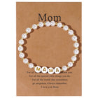 Pearl Word Round Womens Smooth Square Letter Adjustable Beaded Bracelet Gold T147 product image 1