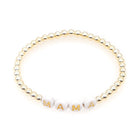 Acrylic Word Round Womens Smooth Shiny Circular Text Adjustable Beaded Bracelet Gold T149 product image 1