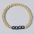 Acrylic Word Round Womens Shiny Lettered Letters Adjustable Beaded Bracelet Gold T150 product image 1