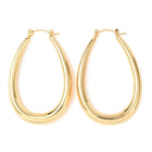 18K Gold-Plated Stainless Steel Teardrop Stud Womens Polished Shiny Oval Hoop Earrings 1.91 in E162 product image 1