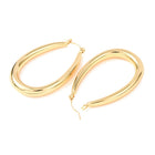 18K Gold-Plated Stainless Steel Teardrop Stud Womens Polished Shiny Oval Hoop Earrings 1.91 in E162 product image 2