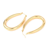 18K Gold-Plated Stainless Steel Teardrop Stud Womens Polished Shiny Oval Hoop Earrings 1.91 in E162 product image 2