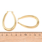 18K Gold-Plated Stainless Steel Teardrop Stud Womens Polished Shiny Oval Hoop Earrings 1.91 in E162 product image 3