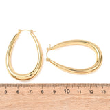 18K Gold-Plated Stainless Steel Teardrop Stud Womens Polished Shiny Oval Hoop Earrings 1.91 in E162 product image 3