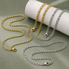18K Gold-Plated Stainless Steel Figaro Polished Chain Necklace Silver 17.91 in N149 product image 1