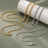 18K Gold-Plated Stainless Steel Figaro Polished Chain Necklace Silver 17.91 in N149 product image 1