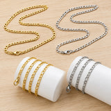 18K Gold-Plated Stainless Steel Figaro Polished Chain Necklace Silver 17.91 in N149 product image 2