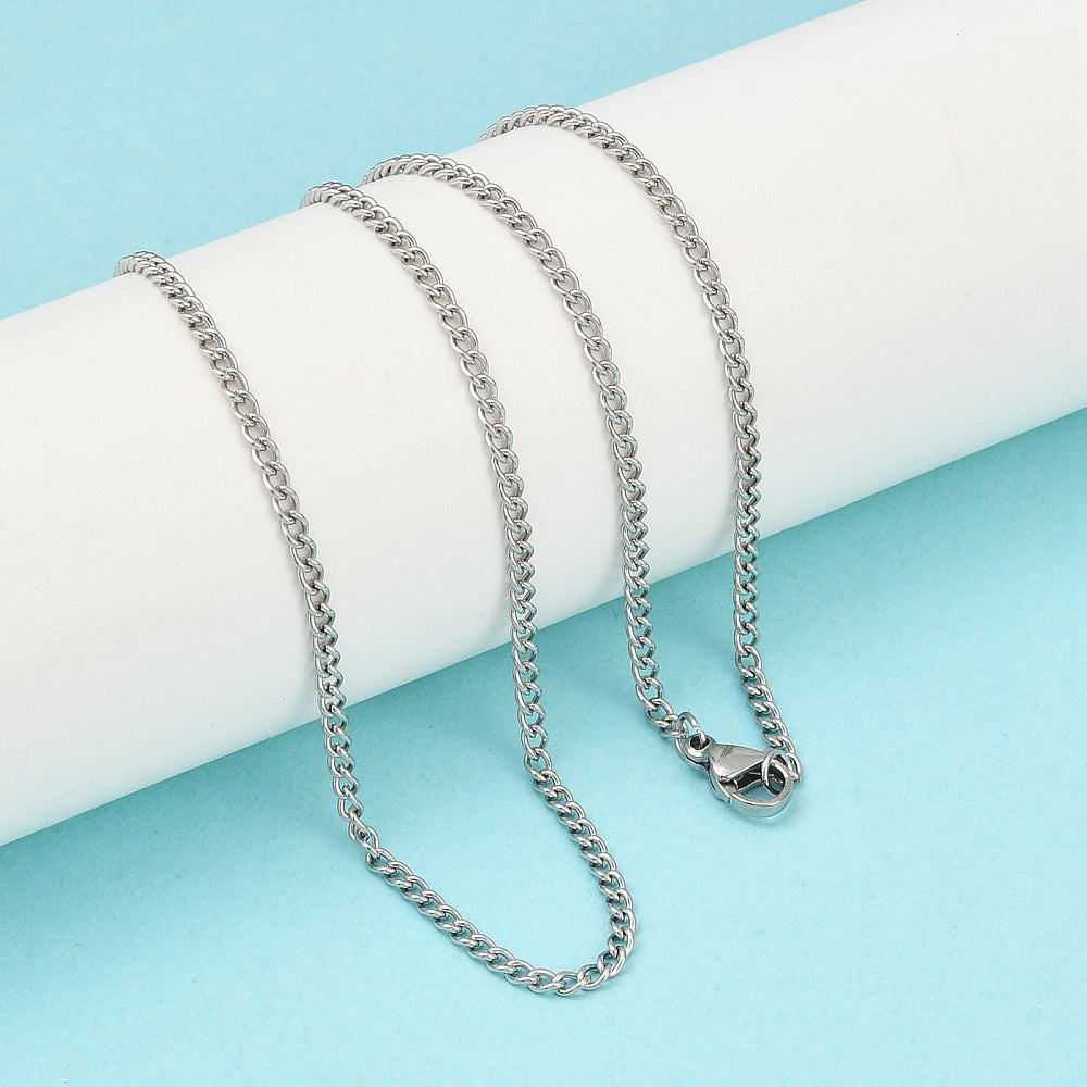 Stainless Steel Womens Polished Shiny Links Lobster Clasp Chain Necklace Silver 17.7 in N151 product image 1