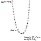 Stainless Steel Enamel Flower Link Polished Glossy Chain Necklace Silver 16.93 in N152 product image 2