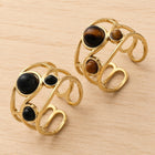 Stainless Steel Agate Tiger Eye Womens Polished Adjustable Open Cuff Ring Black R258 product image 2