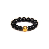 Stainless Steel Amethyst Stretch Quartz Jasper Smooth Polished Round Adjustable Beaded Ring Gold R259
