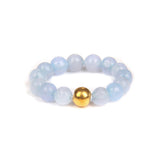 Stainless Steel Amethyst Stretch Quartz Jasper Smooth Polished Round Adjustable Beaded Ring Gold R259