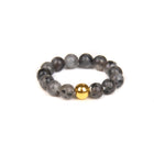 Stainless Steel Amethyst Stretch Quartz Jasper Smooth Polished Round Adjustable Beaded Ring Gold R259