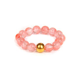 Stainless Steel Amethyst Stretch Quartz Jasper Smooth Polished Round Adjustable Beaded Ring Gold R259