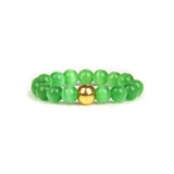 Stainless Steel Amethyst Stretch Quartz Jasper Smooth Polished Round Adjustable Beaded Ring Gold R259