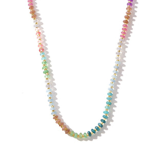 Stone Rondelle Extender Smooth Round Beaded Necklace Pink Blue Green Purple 16.54 in N153 product image 1