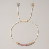 Crystal Tourmaline Bead Garnet Amethyst Aquamarine Quartz Smooth Knot Beaded Bracelet Green Pink Purple Blue T154