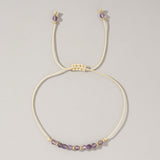 Crystal Tourmaline Bead Garnet Amethyst Aquamarine Quartz Smooth Knot Beaded Bracelet Green Pink Purple Blue T154