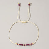 Crystal Tourmaline Bead Garnet Amethyst Aquamarine Quartz Smooth Knot Beaded Bracelet Green Pink Purple Blue T154