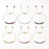 Crystal Tourmaline Bead Garnet Amethyst Aquamarine Quartz Smooth Knot Beaded Bracelet Green Pink Purple Blue T154 product