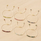 Crystal Tourmaline Bead Garnet Amethyst Aquamarine Quartz Smooth Knot Beaded Bracelet Green Pink Purple Blue T154 product
