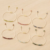 Crystal Tourmaline Bead Garnet Amethyst Aquamarine Quartz Smooth Knot Beaded Bracelet Green Pink Purple Blue T154 product