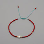 Glass Amethyst Royal Slider Pearl Cord Adjustable Beaded Bracelet Blue Gold T155