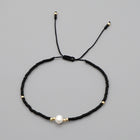Glass Amethyst Royal Slider Pearl Cord Adjustable Beaded Bracelet Blue Gold T155