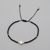 Glass Amethyst Royal Slider Pearl Cord Adjustable Beaded Bracelet Blue Gold T155