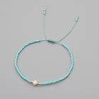 Glass Amethyst Royal Slider Pearl Cord Adjustable Beaded Bracelet Blue Gold T155