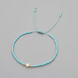 Glass Amethyst Royal Slider Pearl Cord Adjustable Beaded Bracelet Blue Gold T155