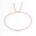 Glass Amethyst Royal Slider Pearl Cord Adjustable Beaded Bracelet Blue Gold T155