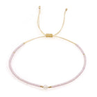 Glass Amethyst Royal Slider Pearl Cord Adjustable Beaded Bracelet Blue Gold T155
