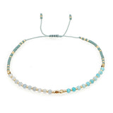 Glass Amethyst Royal Slider Pearl Cord Adjustable Beaded Bracelet Blue Gold T155