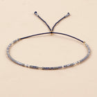 Glass Amethyst Royal Slider Pearl Cord Adjustable Beaded Bracelet Blue Gold T155