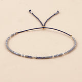 Glass Amethyst Royal Slider Pearl Cord Adjustable Beaded Bracelet Blue Gold T155
