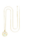 Stainless Steel Shell Cross Mountain Flat Round Pave Polished Rectangle Pendant Necklace Gold N154