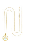 Stainless Steel Shell Cross Mountain Flat Round Pave Polished Rectangle Pendant Necklace Gold N154