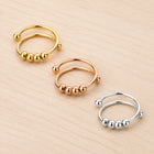 Stainless Steel Round Spinner Beaded Shiny Adjustable Cuff Ring Rose Gold Silver R260 product image 2