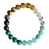 Gemstone Crystal Agate Round Quartz Tiger Eye Opal Beaded Adjustable Stretch Bracelet Pink White Green Blue T156