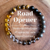 Gemstone Crystal Agate Round Quartz Tiger Eye Opal Beaded Adjustable Stretch Bracelet Pink White Green Blue T156