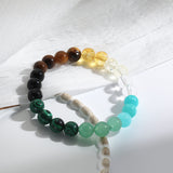 Gemstone Crystal Agate Round Quartz Tiger Eye Opal Beaded Adjustable Stretch Bracelet Pink White Green Blue T156