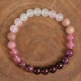 Gemstone Crystal Agate Round Quartz Tiger Eye Opal Beaded Adjustable Stretch Bracelet Pink White Green Blue T156