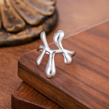 Stainless Steel Nuggets Glossy Shiny Abstract Figure Elongated Limbs Rounded Heads Adjustable Open Ring Silver Gold R263
