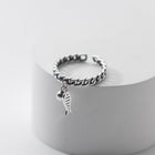 Fish Womens Shiny Twisted Band Fish-Shaped Charm Adjustable Open Ring Antique Silver R264 product image 3